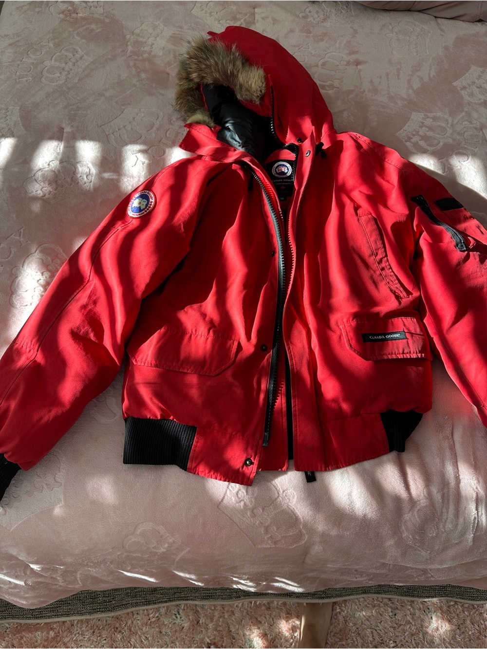 Canada Goose Red Jacket with Branded Pocket - Picture 1 of 7
